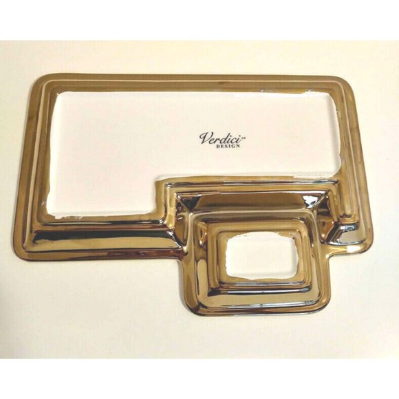 Vintage Gold & White Ceramic Serving Tray Platter - Picture 2 of 3